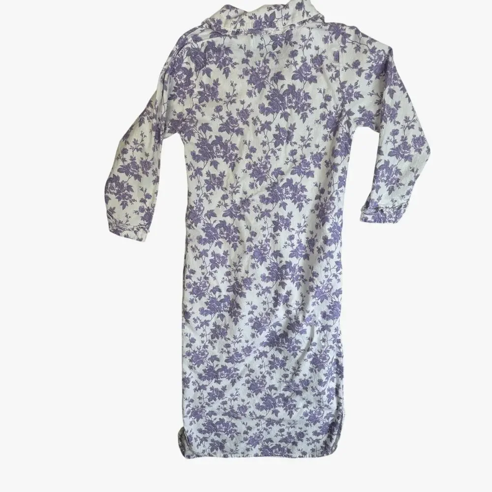Ella Simone Nightgown Womens Small Purple Floral Long Flannel Pajamas Loungewear